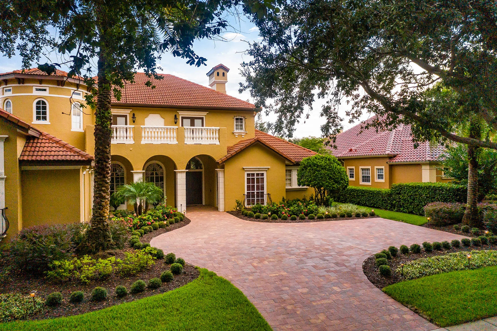 Mediterranean-style villa with structured landscape planting